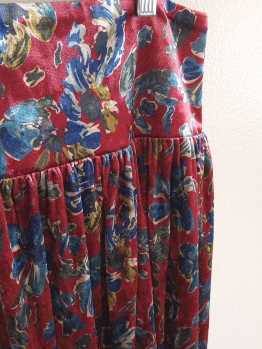 NATURAL LIFE Lisa Red Velvet Floral Maxi Skirt Size Medium - Picture 2 of 3